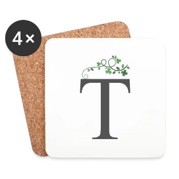 T avec trèfles - Dessous de verre (lot de 4) - blanc - Devant
