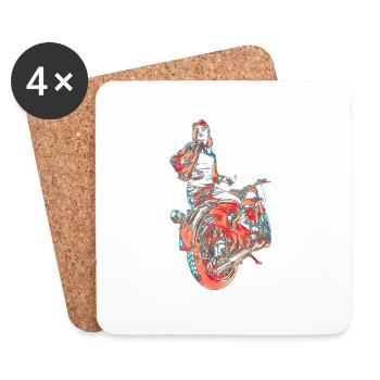 Bikerin moto cadeau - Dessous de verre (lot de 4) - blanc - Devant