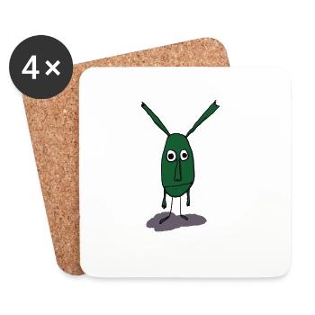 Green Monster Illustration on Print - Coasters (set of 4) - white - Front