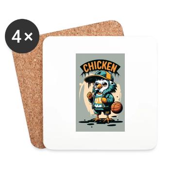 Poulet frais - Dessous de verre (lot de 4) - blanc - Devant