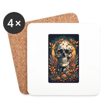 Overgrown Skull - Untersetzer (4er-Set) - Weiß - Vorne