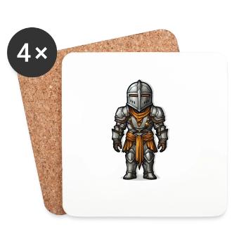 Fantasy Ritter in Rüstung – RPG Cartoon - Untersetzer (4er-Set) - Weiß - Vorne