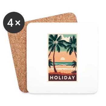 Retro holiday Poster - Untersetzer (4er-Set) - Weiß - Vorne