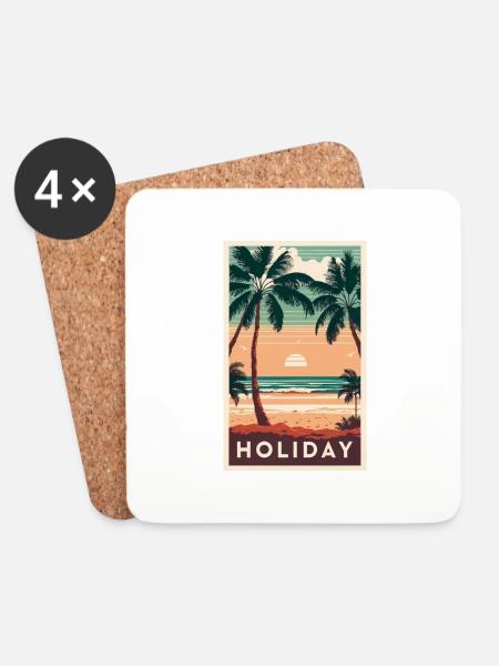Retro holiday Poster - Untersetzer (4er-Set) - Weiß