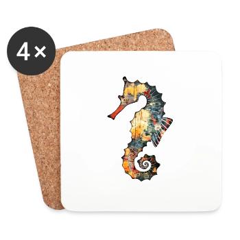 Sea horse - Coasters (set of 4) - white - Front