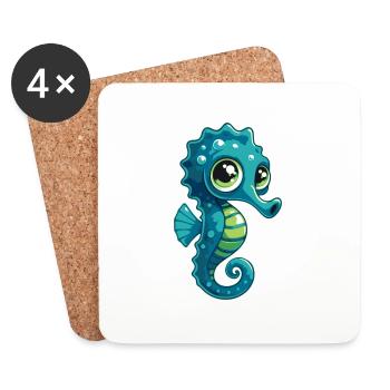 Hippocampe - Dessous de verre (lot de 4) - blanc - Devant
