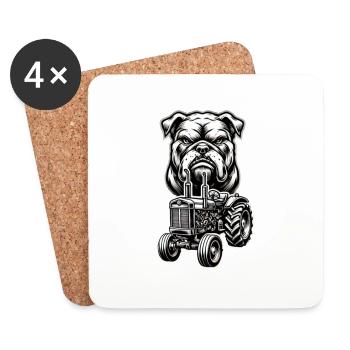 Traktor mit Bulldog – Starkes Design für echte Fan - Untersetzer (4er-Set) - Weiß - Vorne