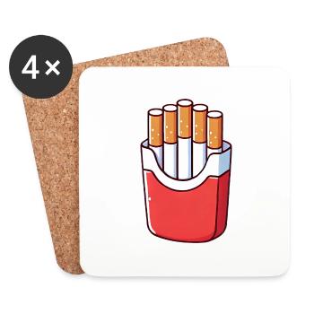 Fries of Doom Cigarette Illustration - Coasters (set of 4) - white - Front
