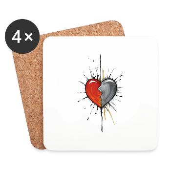 Splash inc. Coeur 3 - Dessous de verre (lot de 4) - blanc - Devant