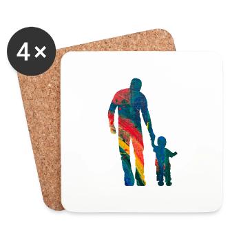 Père et fille - Dessous de verre (lot de 4) - blanc - Devant
