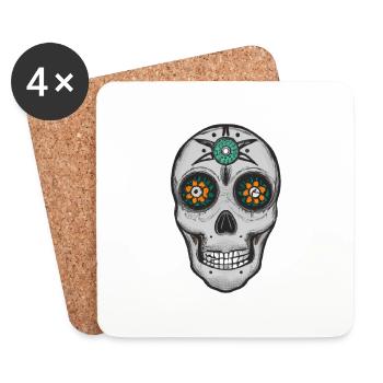 Skull Mexican Style, Día de Muertos - Untersetzer (4er-Set) - Weiß - Vorne