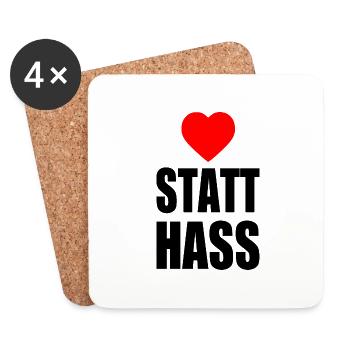Herz statt hass - Untersetzer (4er-Set) - Weiß - Vorne