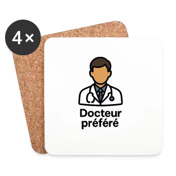 Docteur préféré cadeau médecin - Dessous de verre (lot de 4) - blanc - Devant