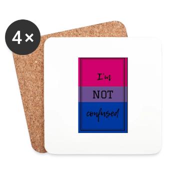 Marchandise de fierté bisexuelle «Je ne suis pas confus» - Dessous de verre (lot de 4) - blanc - Devant