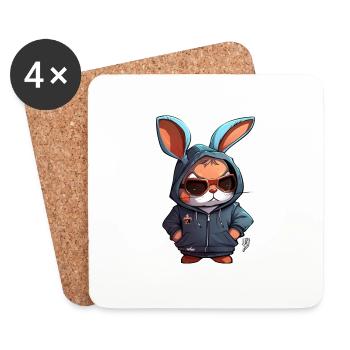 Lapin 4 - Dessous de verre (lot de 4) - blanc - Devant