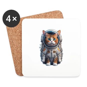 Cat Astronaut - Coasters (set of 4) - white - Front