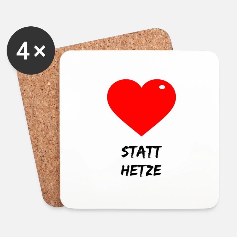 Herz Statt Hetze - Untersetzer (4er-Set) - Weiß