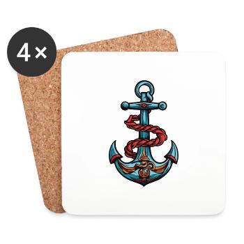 Anker Symbol Hafen - Untersetzer (4er-Set) - Weiß - Vorne