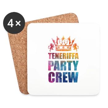 Teneriffa Party Crew Spruch - Untersetzer (4er-Set) - Weiß - Vorne