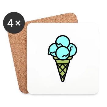 Crème glacée à la crème aux œufs délicieuse - Dessous de verre (lot de 4) - blanc - Devant