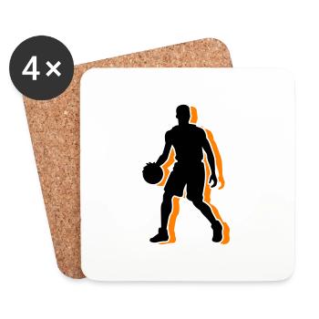 Symbole de joueur de basket-ball Joueur de basket-ball Homme - Dessous de verre (lot de 4) - blanc - Devant