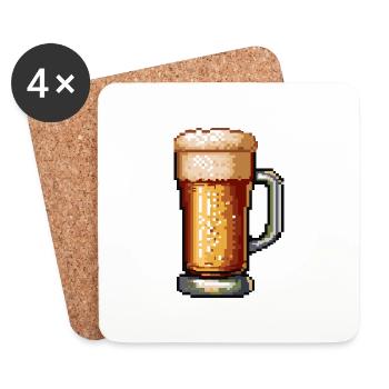 Chope à bière bière pixel - Dessous de verre (lot de 4) - blanc - Devant