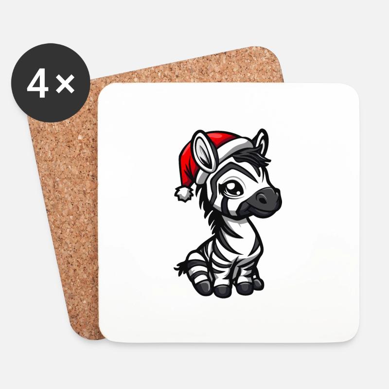 Zebra Weihnachten - Untersetzer (4er-Set) - Weiß