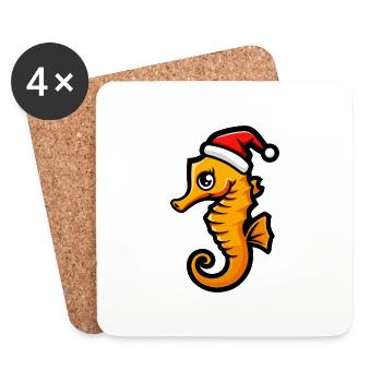 Seepferd Weihnachten - Untersetzer (4er-Set) - Weiß - Vorne