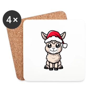 Alpaka Llama Weihnachten - Untersetzer (4er-Set) - Weiß - Vorne