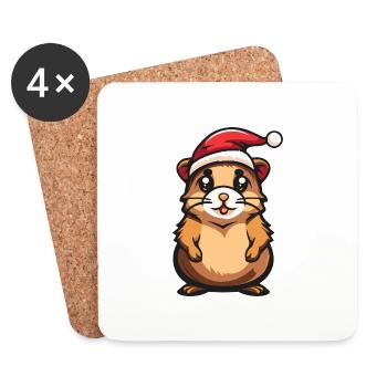 Noël hamster - Dessous de verre (lot de 4) - blanc - Devant