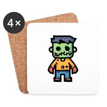 Zombie Halloween Bande dessinée Drôle - Dessous de verre (lot de 4) - blanc - Devant