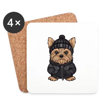 Yorkshire Terrier Hund Winter - Untersetzer (4er-Set) - Weiß - Vorne