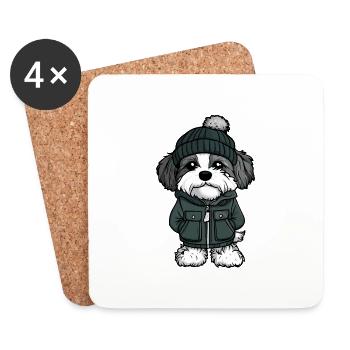 Havanese Dog Winter - Coasters (set of 4) - white - Front