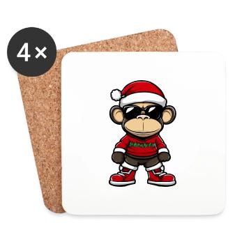 Affe Weihnachten X-Mas - Untersetzer (4er-Set) - Weiß - Vorne