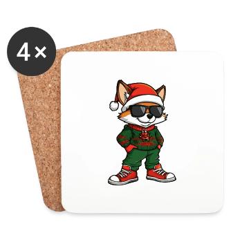 Fuchs Weihnachten X-Mas - Untersetzer (4er-Set) - Weiß - Vorne