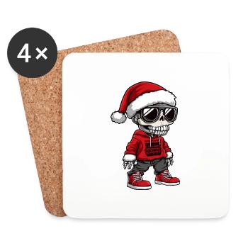 Skeleton Christmas X-Mas - Coasters (set of 4) - white - Front