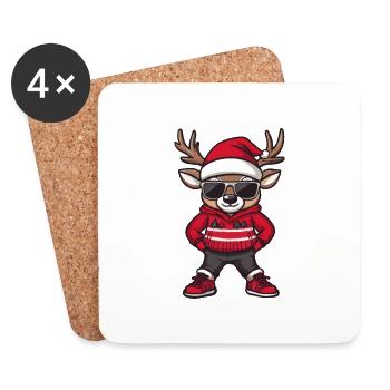 Hirsch Weihnachten Ugly Christmas - Untersetzer (4er-Set) - Weiß - Vorne
