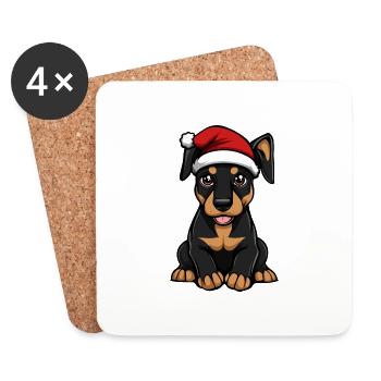 Doberman Dog Christmas Christmas - Coasters (set of 4) - white - Front