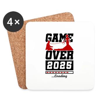 Hochzeit Loading 2025 Game Over - Untersetzer (4er-Set) - Weiß - Vorne