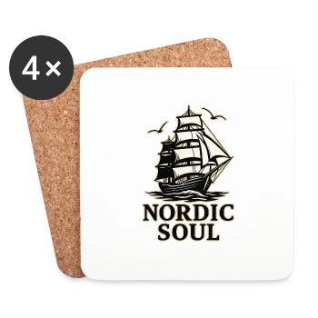 Nordic Soul – Maritimes Vintage Segelschiff Design - Untersetzer (4er-Set) - Weiß - Vorne