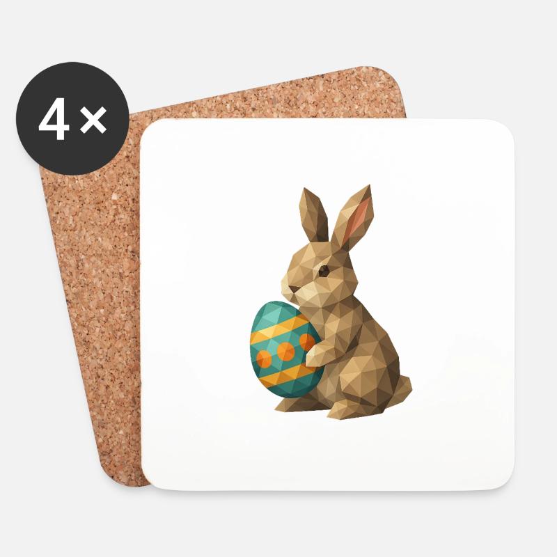 Geometric Easter Bunny - Coasters (set of 4) - white