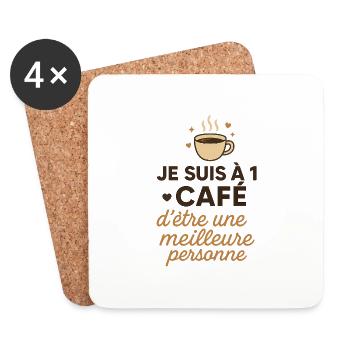 Je suis à 1 café d’être une meilleure personne - Dessous de verre (lot de 4) - blanc - Devant
