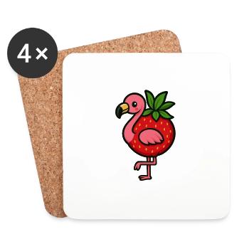Flamant rose - Dessous de verre (lot de 4) - blanc - Devant