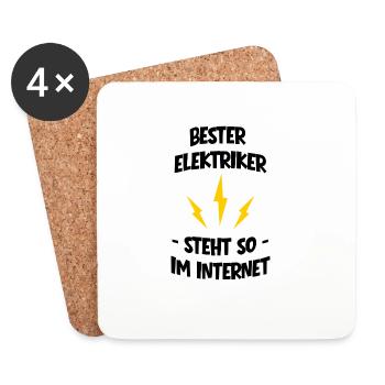 Three Yellow Flashes on Black - with Saying - Coasters (set of 4) - white - Front