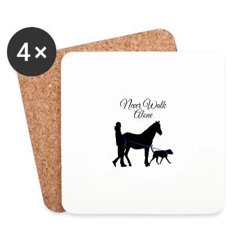 Never Walk Alone Dog Horse - Coasters (set of 4) - white - Front