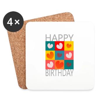 Birthday. HAPPY BIRTHDAY. Happy birthday. - Coasters (set of 4) - white - Front