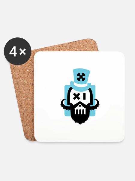 Bartschädel blau - Untersetzer (4er-Set) - Weiß