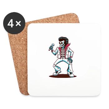 Skeleton Singer on Stage - Coasters (set of 4) - white - Front