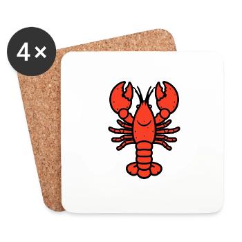Comic Lobster Krebs Hummer Languste Meer Hobbykoch - Untersetzer (4er-Set) - Weiß - Vorne
