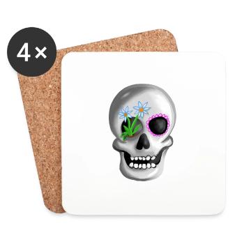 Le culte mexicain de la tête de mort Jour des morts Skull - Dessous de verre (lot de 4) - blanc - Devant